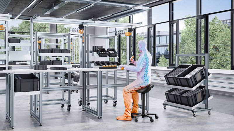 sgabello a forma di sella in una produzione meccanica